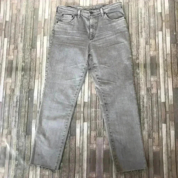 AG Adriano Goldschmied The Isabel Grey High Rise Straight Cropped Jeans Size 30R - Picture 2 of 8